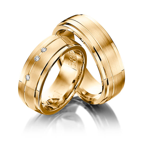 Paar klassische Trauringe/Eheringe in Roségold 585 mit zus. 0,045 ct. Brillant tw, si von 123GOLD
