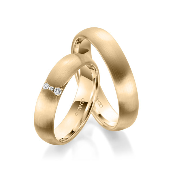 Paar klassische Trauringe/Eheringe in Roségold 585 mit zus. 0,045 ct. Brillant tw, si von acredo - A-1955-4 Paar klassische Trauringe/Eheringe in Roségold 585 mit zus. 0,045 ct. Brillant tw, si von acredo - A-1955-4