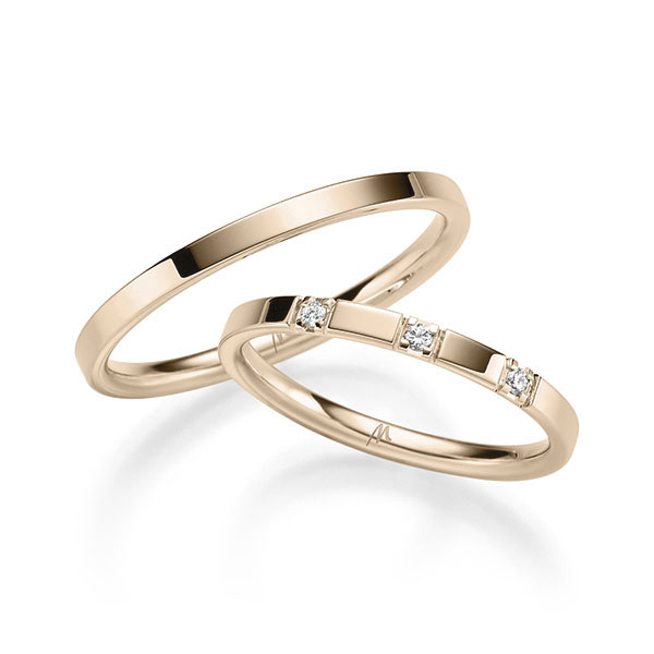 Paar klassische Trauringe/Eheringe in Roségold 585 mit zus. 0,045 ct. Brillant tw, vs von Merii
