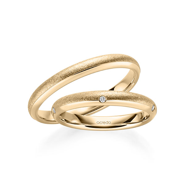 Paar klassische Trauringe/Eheringe in Roségold 585 mit zus. 0,05 ct. Brillant tw, si von acredo
