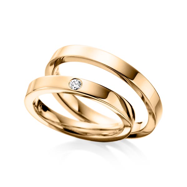 Paar klassische Trauringe/Eheringe in Roségold 585 mit zus. 0,05 ct. Brillant tw, si von Steinberg