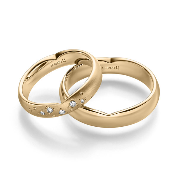 Paar klassische Trauringe/Eheringe in Roségold 585 mit zus. 0,063 ct. Brillant tw, si von acredo - A-2253-2 Paar klassische Trauringe/Eheringe in Roségold 585 mit zus. 0,063 ct. Brillant tw, si von acredo - A-2253-2