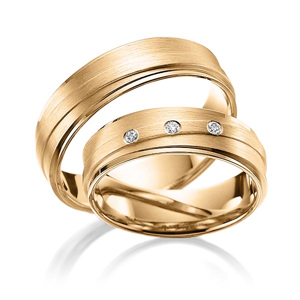 Paar klassische Trauringe/Eheringe in Roségold 585 mit zus. 0,06 ct. Brillant tw, si von Steinberg - T-1134-8 Paar klassische Trauringe/Eheringe in Roségold 585 mit zus. 0,06 ct. Brillant tw, si von Steinberg - T-1134-8