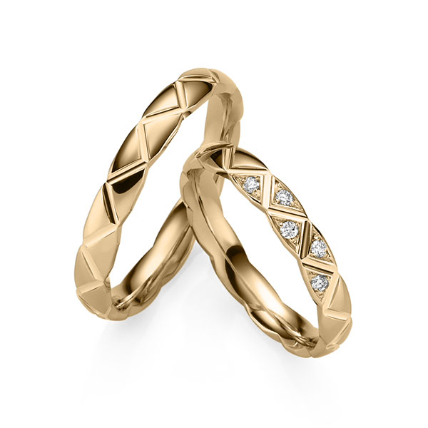 Paar klassische Trauringe/Eheringe in Roségold 585 mit zus. 0,075 ct. Brillant tw, si von 123GOLD