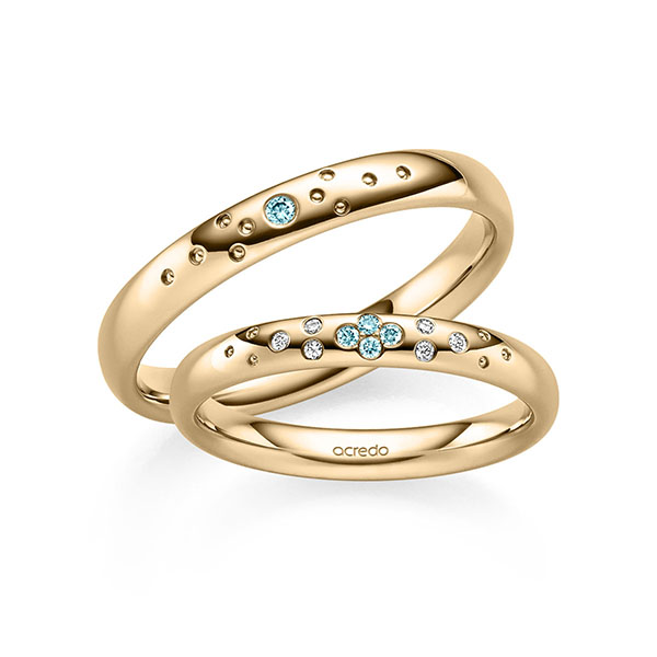 Paar klassische Trauringe/Eheringe in Roségold 585 mit zus. 0,07 ct. Brillant iceblue tw, si von acredo