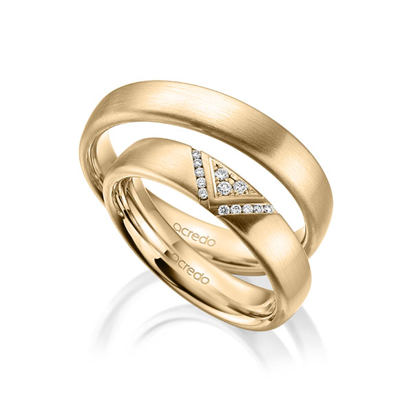 Paar klassische Trauringe/Eheringe in Roségold 585 mit zus. 0,08 ct. Brillant tw, si von acredo