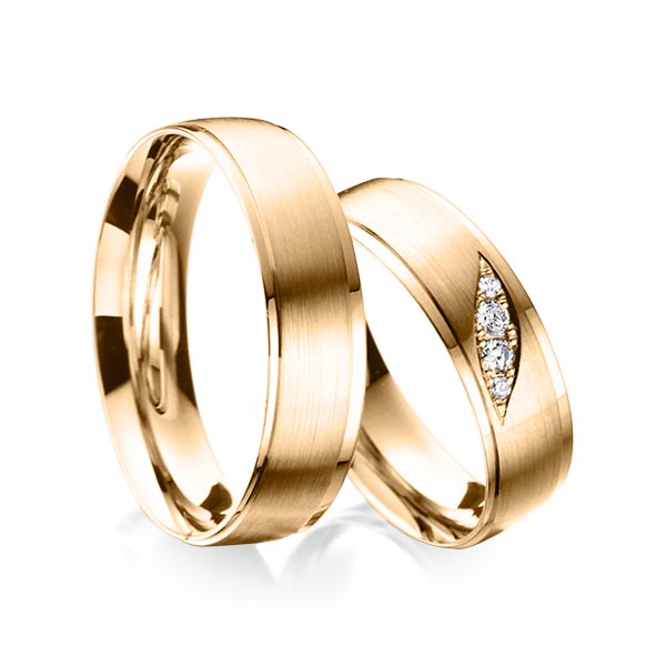 Paar klassische Trauringe/Eheringe in Roségold 585 mit zus. 0,08 ct. Brillant tw, si von acredo - A-6011-5 Paar klassische Trauringe/Eheringe in Roségold 585 mit zus. 0,08 ct. Brillant tw, si von acredo - A-6011-5