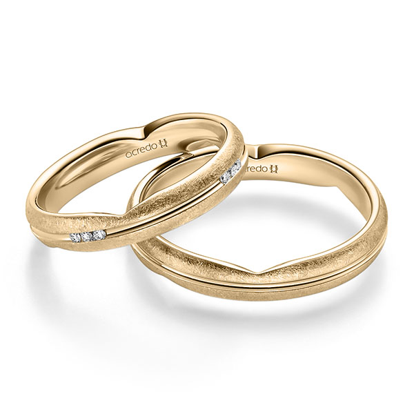 Paar klassische Trauringe/Eheringe in Roségold 585 mit zus. 0,096 ct. Brillant tw, si von acredo - A-2360-4