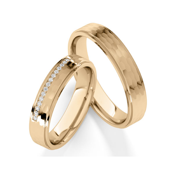 Paar klassische Trauringe/Eheringe in Roségold 585 mit zus. 0,09 ct. Brillant tw, si von Steinberg - Q-1808-4 Paar klassische Trauringe/Eheringe in Roségold 585 mit zus. 0,09 ct. Brillant tw, si von Steinberg - Q-1808-4