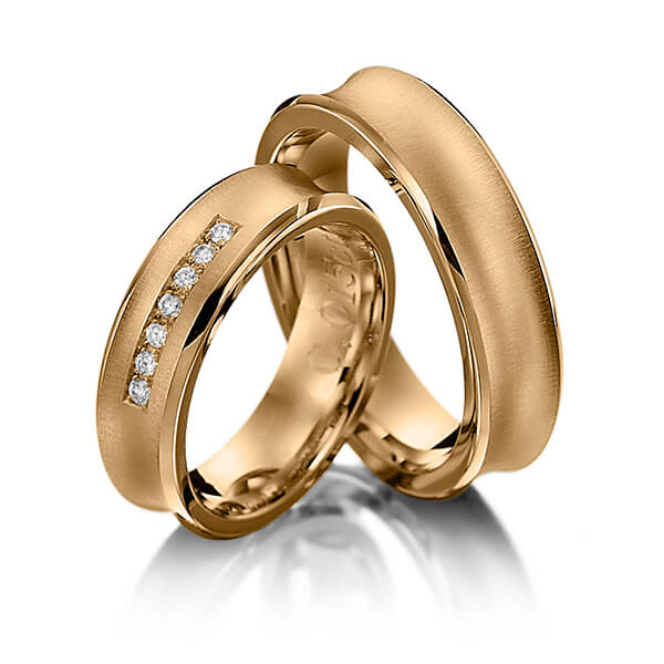 Paar klassische Trauringe/Eheringe in Roségold 585 mit zus. 0,105 ct. Brillant tw, si von 123GOLD - P-1050-3 Paar klassische Trauringe/Eheringe in Roségold 585 mit zus. 0,105 ct. Brillant tw, si von 123GOLD - P-1050-3
