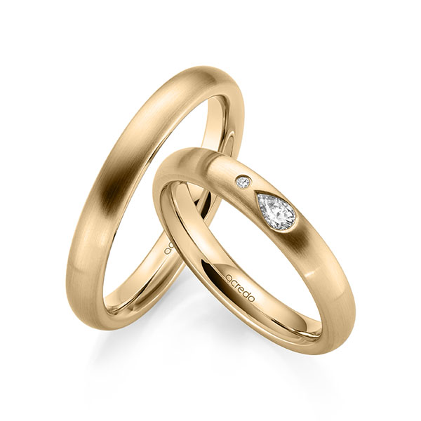 Paar klassische Trauringe/Eheringe in Roségold 585 mit zus. 0,108 ct. Brillant tw, vs tw, si von acredo - A-2138-3 Paar klassische Trauringe/Eheringe in Roségold 585 mit zus. 0,108 ct. Brillant tw, vs tw, si von acredo - A-2138-3