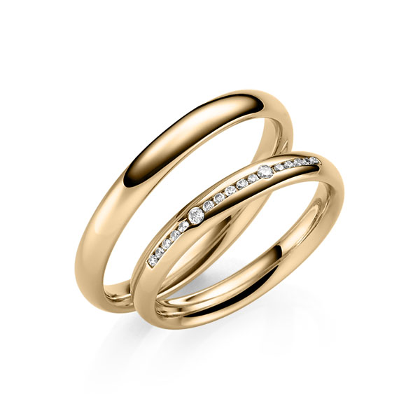 Paar klassische Trauringe/Eheringe in Roségold 585 mit zus. 0,115 ct. Brillant tw, si von 123GOLD