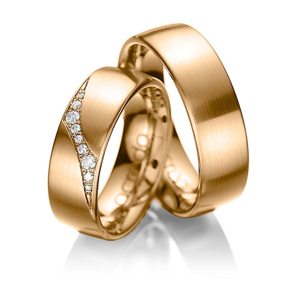 Paar klassische Trauringe/Eheringe in Roségold 585 mit zus. 0,115 ct. Brillant tw, si von acredo - A-1036-5 Paar klassische Trauringe/Eheringe in Roségold 585 mit zus. 0,115 ct. Brillant tw, si von acredo - A-1036-5