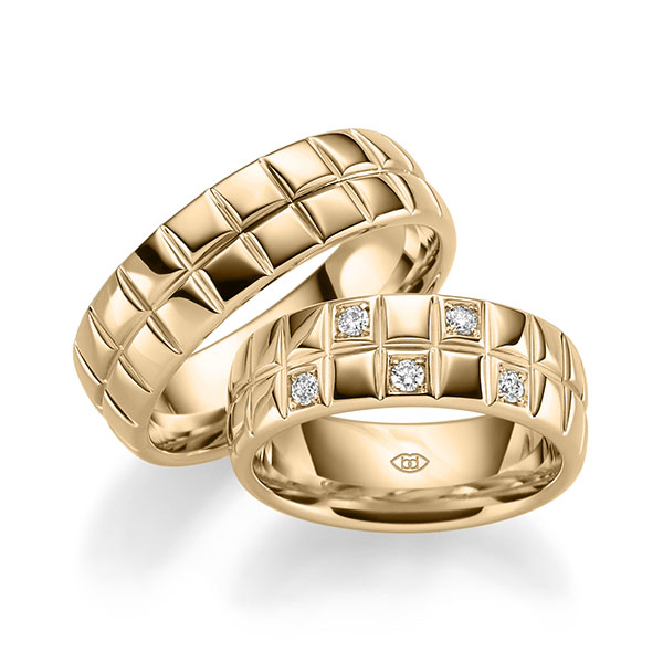 Paar klassische Trauringe/Eheringe in Roségold 585 mit zus. 0,15 ct. Brillant tw, si von 123GOLD - Y-1464-1 Paar klassische Trauringe/Eheringe in Roségold 585 mit zus. 0,15 ct. Brillant tw, si von 123GOLD - Y-1464-1
