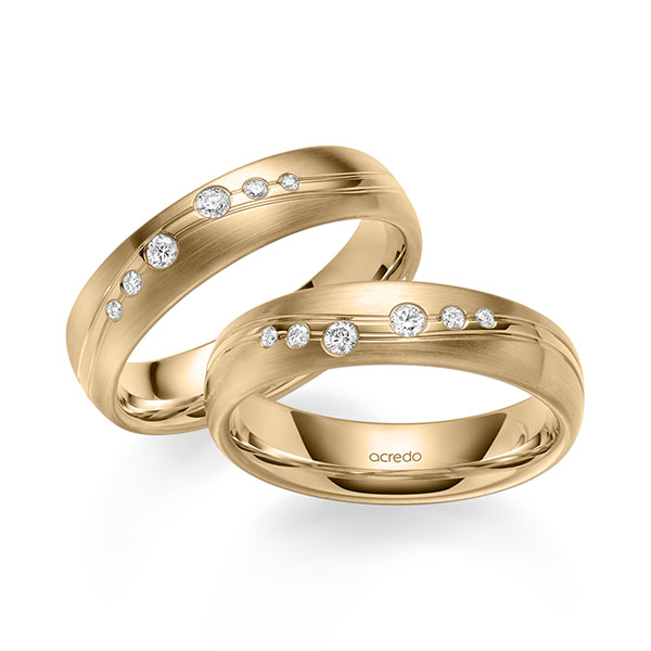 Paar klassische Trauringe/Eheringe in Roségold 585 mit zus. 0,18 ct. Brillant tw, si von acredo - A-2179-1 Paar klassische Trauringe/Eheringe in Roségold 585 mit zus. 0,18 ct. Brillant tw, si von acredo - A-2179-1