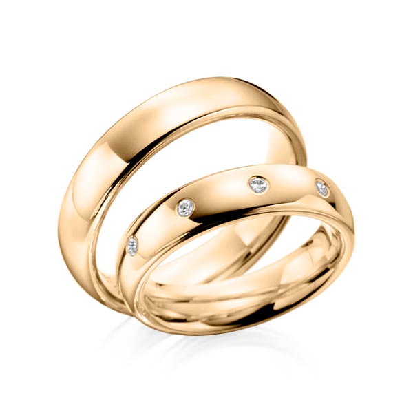 Paar klassische Trauringe/Eheringe in Roségold 585 mit zus. 0,1 ct. Brillant tw, si von Steinberg