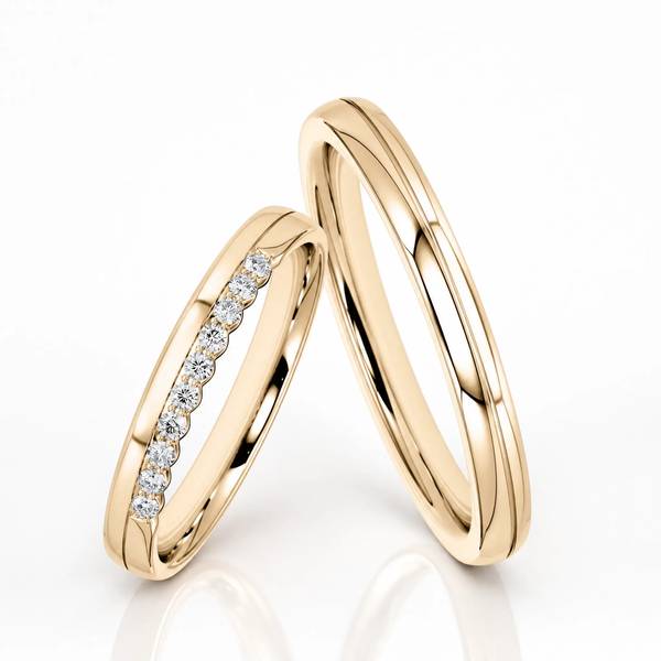 Paar klassische Trauringe/Eheringe in Roségold 585 mit zus. 0,1 ct. von Steinberg