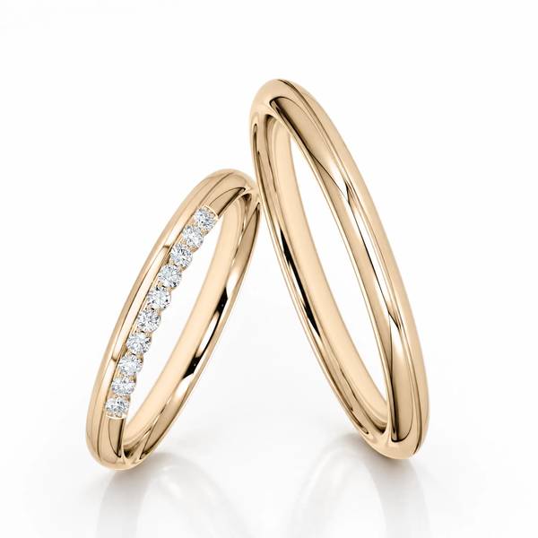 Paar klassische Trauringe/Eheringe in Roségold 585 mit zus. 0,1 ct. von Steinberg