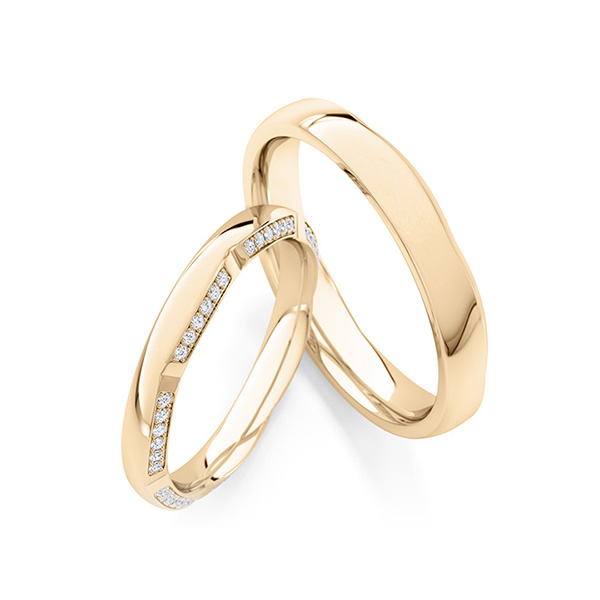 Paar klassische Trauringe/Eheringe in Roségold 585 mit zus. 0,21 ct. Brillant tw, si von Steinberg