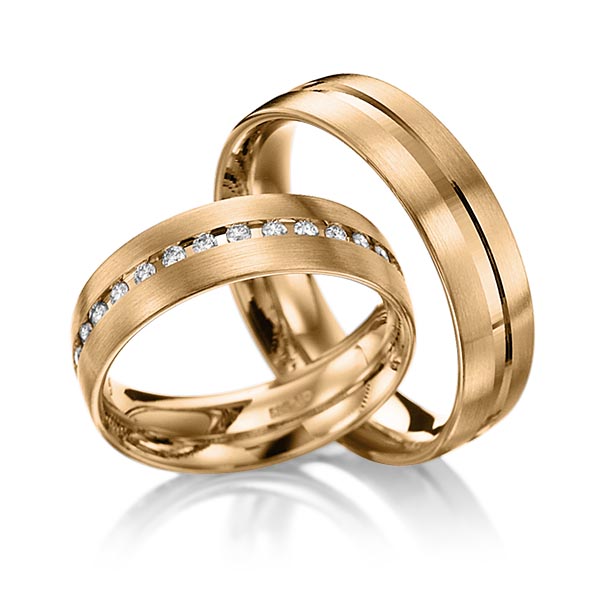 Paar klassische Trauringe/Eheringe in Roségold 585 mit zus. 0,225 ct. Brillant tw, si von 123gold - Y-1038-5 Paar klassische Trauringe/Eheringe in Roségold 585 mit zus. 0,225 ct. Brillant tw, si von 123gold - Y-1038-5