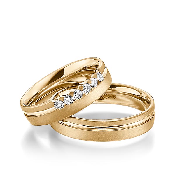 Paar klassische Trauringe/Eheringe in Roségold 585 mit zus. 0,24 ct. Brillant tw, si von Steinberg - Q-1178-10 Paar klassische Trauringe/Eheringe in Roségold 585 mit zus. 0,24 ct. Brillant tw, si von Steinberg - Q-1178-10