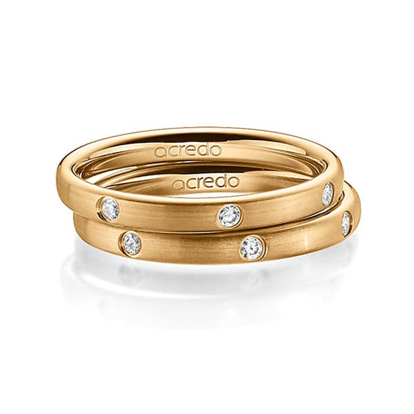 Paar klassische Trauringe/Eheringe in Roségold 585 mit zus. 0,28 ct. Brillant tw, si von acredo