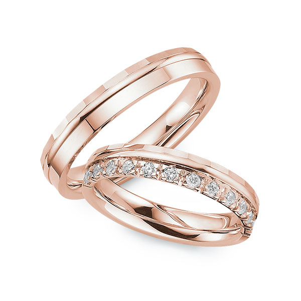 Paar klassische Trauringe/Eheringe in Roségold 585 mit zus. 0,3 ct. Brillant tw, vs von 123GOLD - Y-1510-4 Paar klassische Trauringe/Eheringe in Roségold 585 mit zus. 0,3 ct. Brillant tw, vs von 123GOLD - Y-1510-4