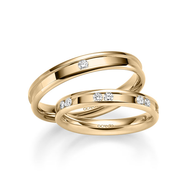 Paar klassische Trauringe/Eheringe in Roségold 585 mit zus. 0,45 ct. Brillant tw, si von acredo - A-2230-2 Paar klassische Trauringe/Eheringe in Roségold 585 mit zus. 0,45 ct. Brillant tw, si von acredo - A-2230-2