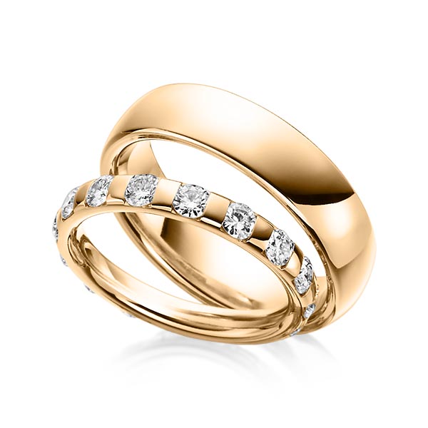 Paar klassische Trauringe/Eheringe in Roségold 585 mit zus. 1,6 ct. Brillant tw, si von Steinberg