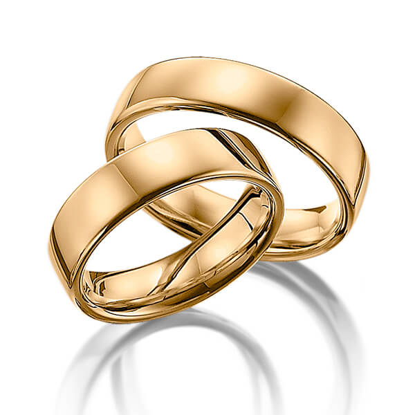 Paar klassische Trauringe/Eheringe in Roségold 585 