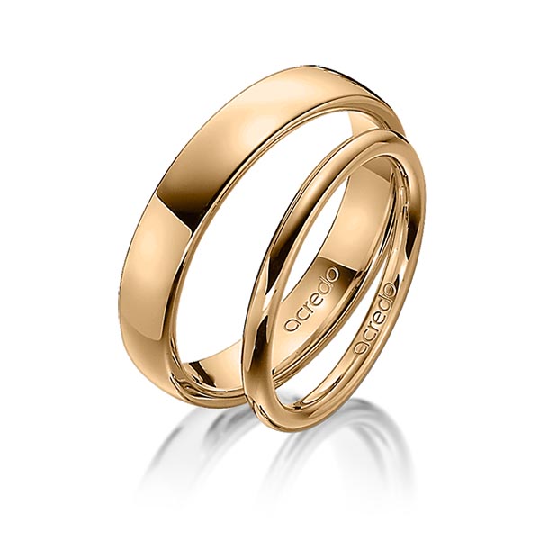 Paar klassische Trauringe/Eheringe in Roségold 585 von acredo - A-1369-4 Paar klassische Trauringe/Eheringe in Roségold 585 von acredo - A-1369-4