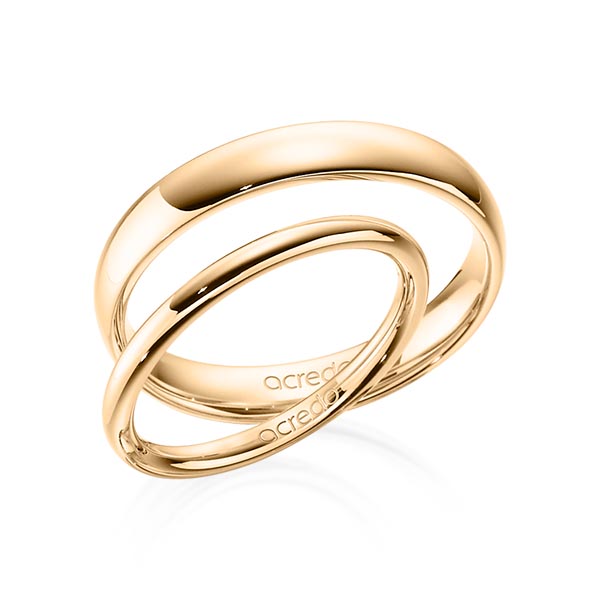 Paar klassische Trauringe/Eheringe in Roségold 585 von acredo - A-1373-3 Paar klassische Trauringe/Eheringe in Roségold 585 von acredo - A-1373-3