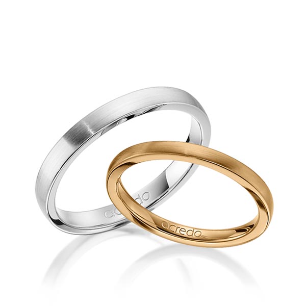 Paar klassische Trauringe/Eheringe in Roségold 585 von acredo - A-1407-3