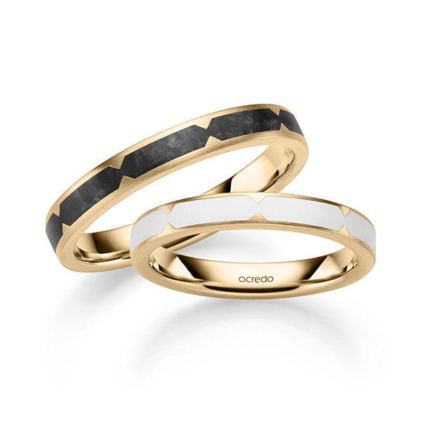 Paar klassische Trauringe/Eheringe in Roségold 585 von acredo - A-2039-3