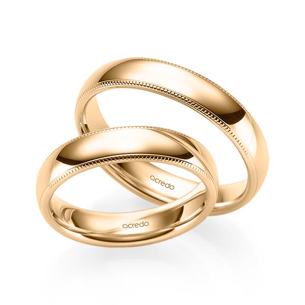 Paar klassische Trauringe/Eheringe in Roségold 585 von acredo - S-1239-4