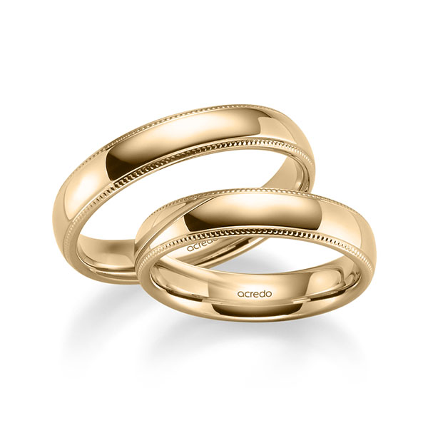 Paar klassische Trauringe/Eheringe in Roségold 585 von acredo