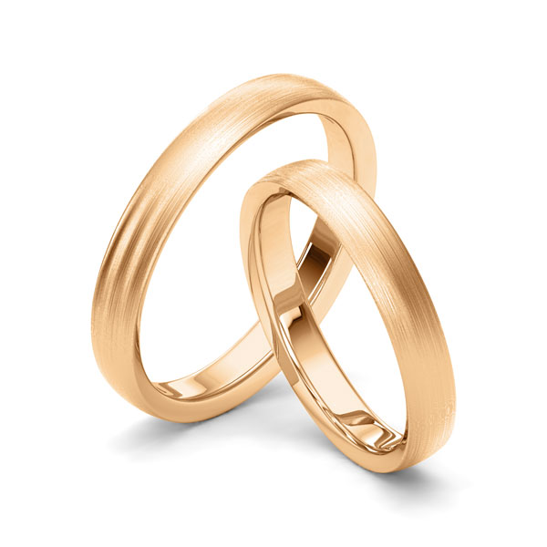 Paar klassische Trauringe/Eheringe in Roségold 585 von Merii - M-1231-3