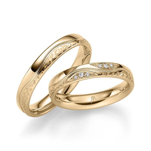 Paar klassische Trauringe/Eheringe in Roségold 750 mit zus. 0,036 ct. Brillant tw, si von Merii - M-1305-2 Paar klassische Trauringe/Eheringe in Roségold 750 mit zus. 0,036 ct. Brillant tw, si von Merii - M-1305-2