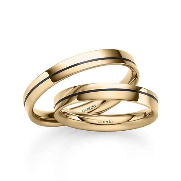 Paar klassische Trauringe/Eheringe in Roségold 750 von acredo - S-1301-8 Paar klassische Trauringe/Eheringe in Roségold 750 von acredo - S-1301-8
