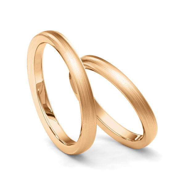 Paar klassische Trauringe/Eheringe in Roségold 750 von Merii - M-1234-3