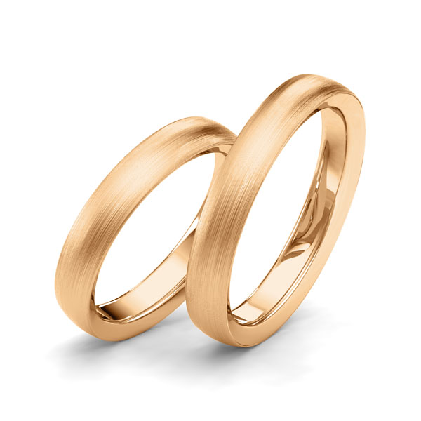 Paar klassische Trauringe/Eheringe in Roségold 750 von Merii - M-1235-3