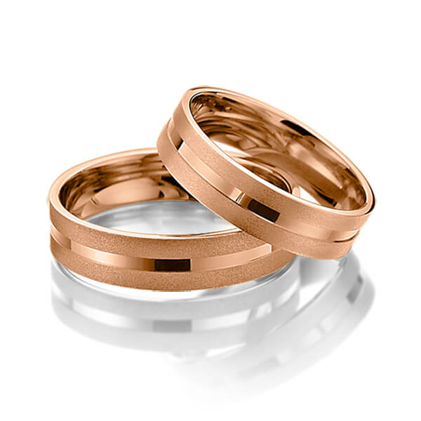 Paar klassische Trauringe/Eheringe in Rotgold 333 von Merii - M-1135-6