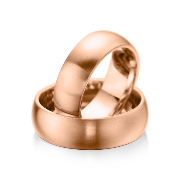 Paar klassische Trauringe/Eheringe in Rotgold 375 von acredo - A-1076-7 Paar klassische Trauringe/Eheringe in Rotgold 375 von acredo - A-1076-7