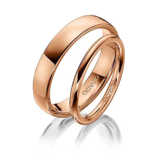 Paar klassische Trauringe/Eheringe in Rotgold 375 von acredo - A-1369-5 Paar klassische Trauringe/Eheringe in Rotgold 375 von acredo - A-1369-5