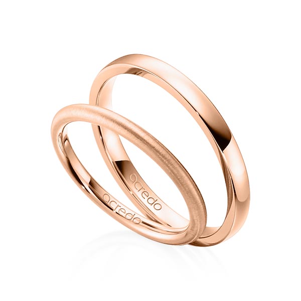 Paar klassische Trauringe/Eheringe in Rotgold 375 von acredo - A-1382-4 Paar klassische Trauringe/Eheringe in Rotgold 375 von acredo - A-1382-4