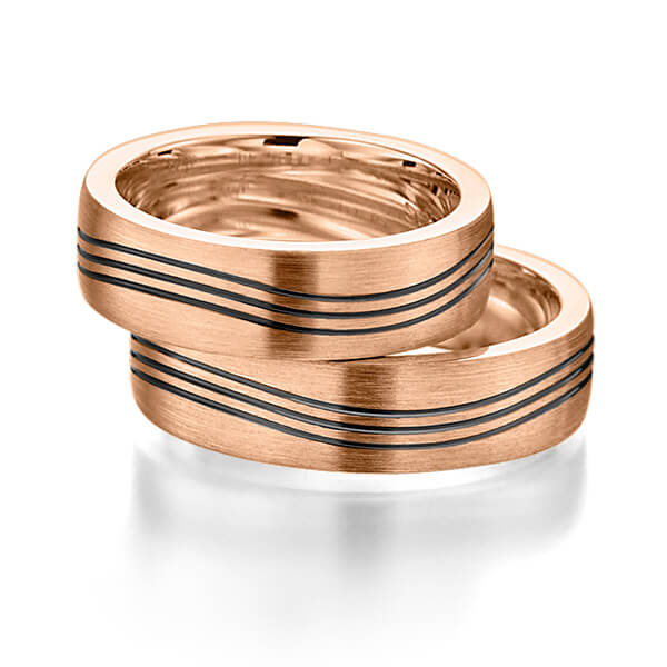 Paar klassische Trauringe/Eheringe in Rotgold 375 von Merii - M-1096-3 Paar klassische Trauringe/Eheringe in Rotgold 375 von Merii - M-1096-3