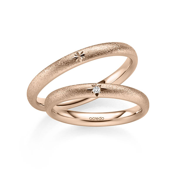 Paar klassische Trauringe/Eheringe in Rotgold 585 mit zus. 0,015 ct. Brillant tw, si von acredo - S-1380-5 Paar klassische Trauringe/Eheringe in Rotgold 585 mit zus. 0,015 ct. Brillant tw, si von acredo - S-1380-5
