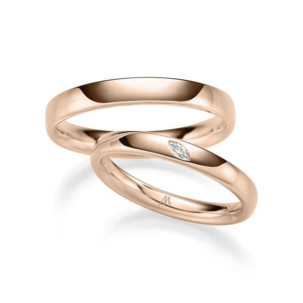 Paar klassische Trauringe/Eheringe in Rotgold 585 mit zus. 0,03 ct. tw, vs von Merii