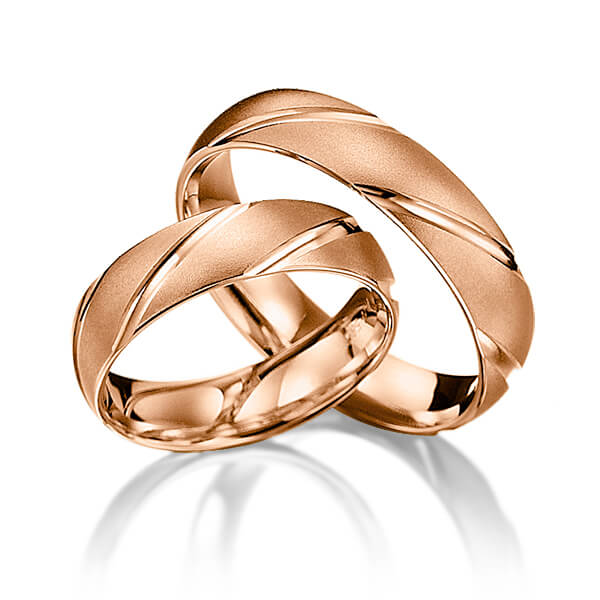 Paar klassische Trauringe/Eheringe in Rotgold 585 - NP-1044-3