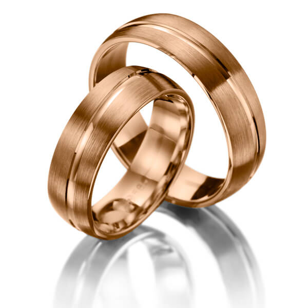 Paar klassische Trauringe/Eheringe in Rotgold 585 - NP-1045-3